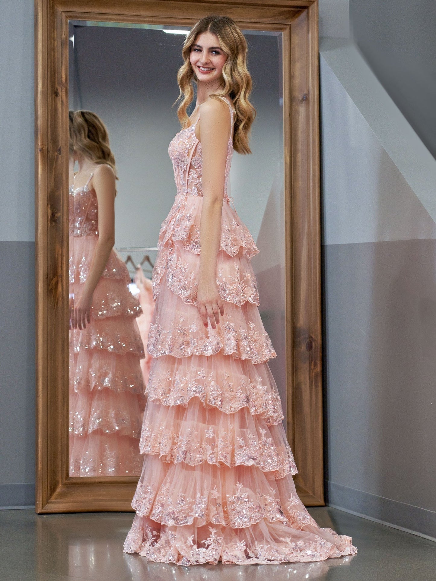 Pink Princess A Line Off the Shoulder Corset Prom Dress with Lace Ruffles - Prom Dress - DYAVOR®
