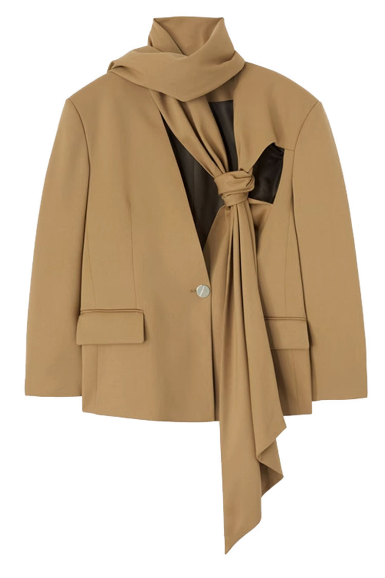 Casual Oversized Scarf Blazer High Waist Wide Leg Two Piece Suit Pants Set - Matching Sets - DYAVOR®