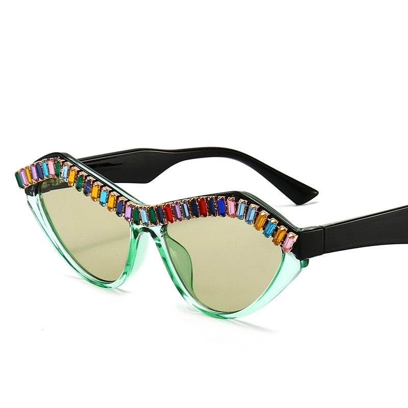 Women's Diamond Designer Rhinestone Bling Cat Eyes Sun Glasses - Women Sunglasses - DYAVOR®