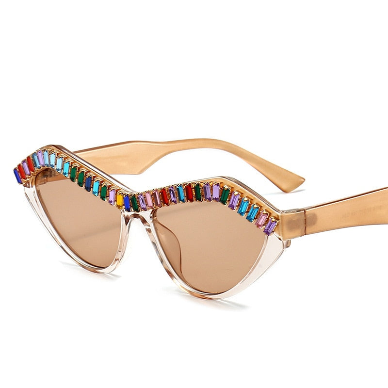 Women's Diamond Designer Rhinestone Bling Cat Eyes Sun Glasses - Women Sunglasses - DYAVOR®