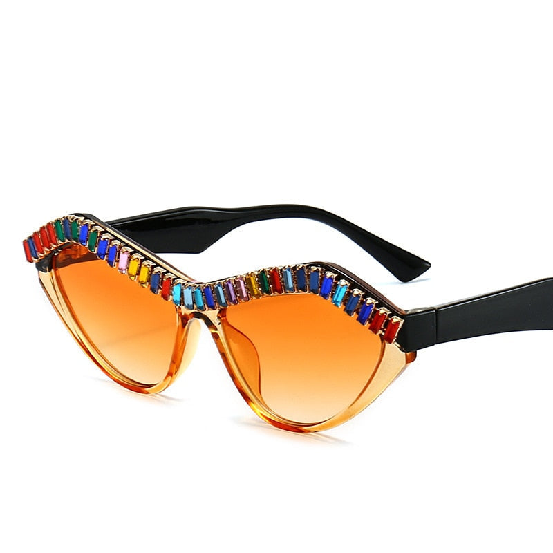 Women's Diamond Designer Rhinestone Bling Cat Eyes Sun Glasses - Women Sunglasses - DYAVOR®