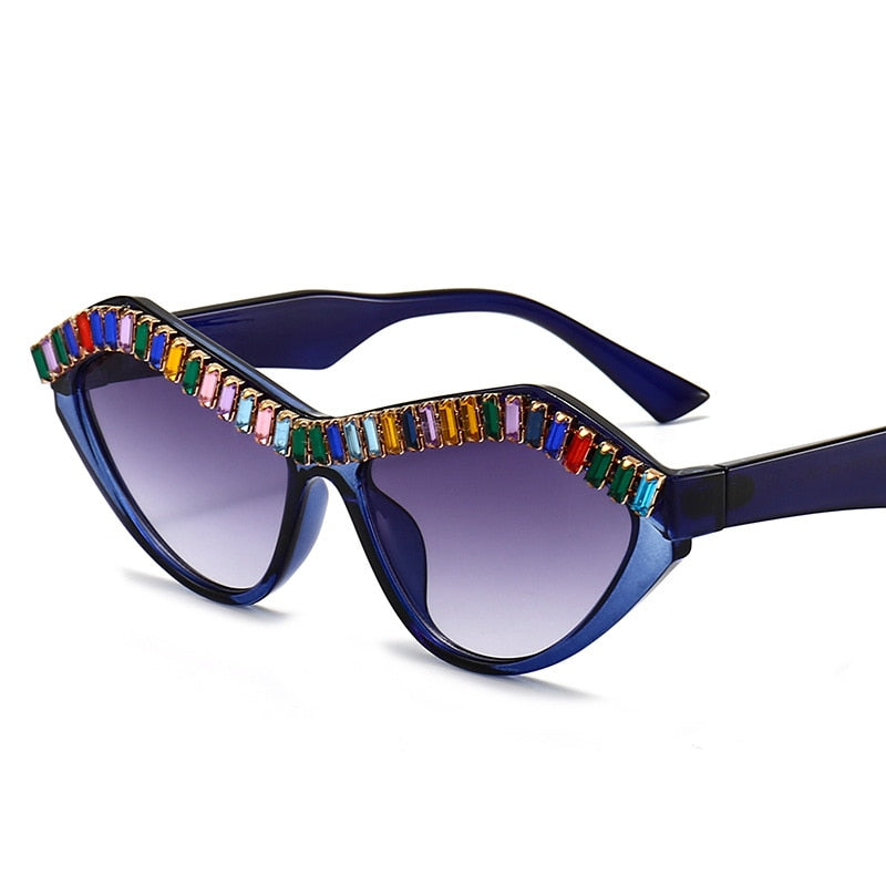 Women's Diamond Designer Rhinestone Bling Cat Eyes Sun Glasses - Women Sunglasses - DYAVOR®