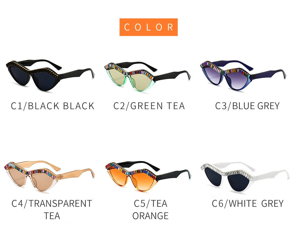 Women's Diamond Designer Rhinestone Bling Cat Eyes Sun Glasses - Women Sunglasses - DYAVOR®