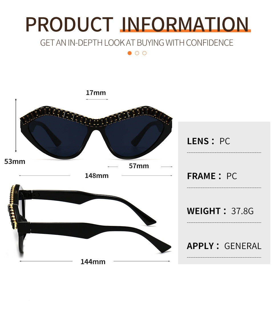 Women's Diamond Designer Rhinestone Bling Cat Eyes Sun Glasses - Women Sunglasses - DYAVOR®