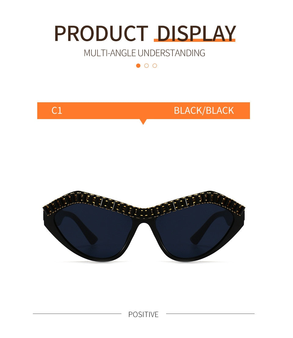 Women's Diamond Designer Rhinestone Bling Cat Eyes Sun Glasses - Women Sunglasses - DYAVOR®