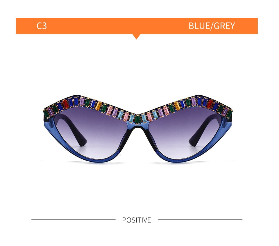 Women's Diamond Designer Rhinestone Bling Cat Eyes Sun Glasses - Women Sunglasses - DYAVOR®