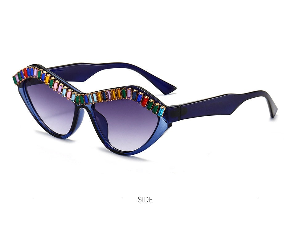 Women's Diamond Designer Rhinestone Bling Cat Eyes Sun Glasses - Women Sunglasses - DYAVOR®