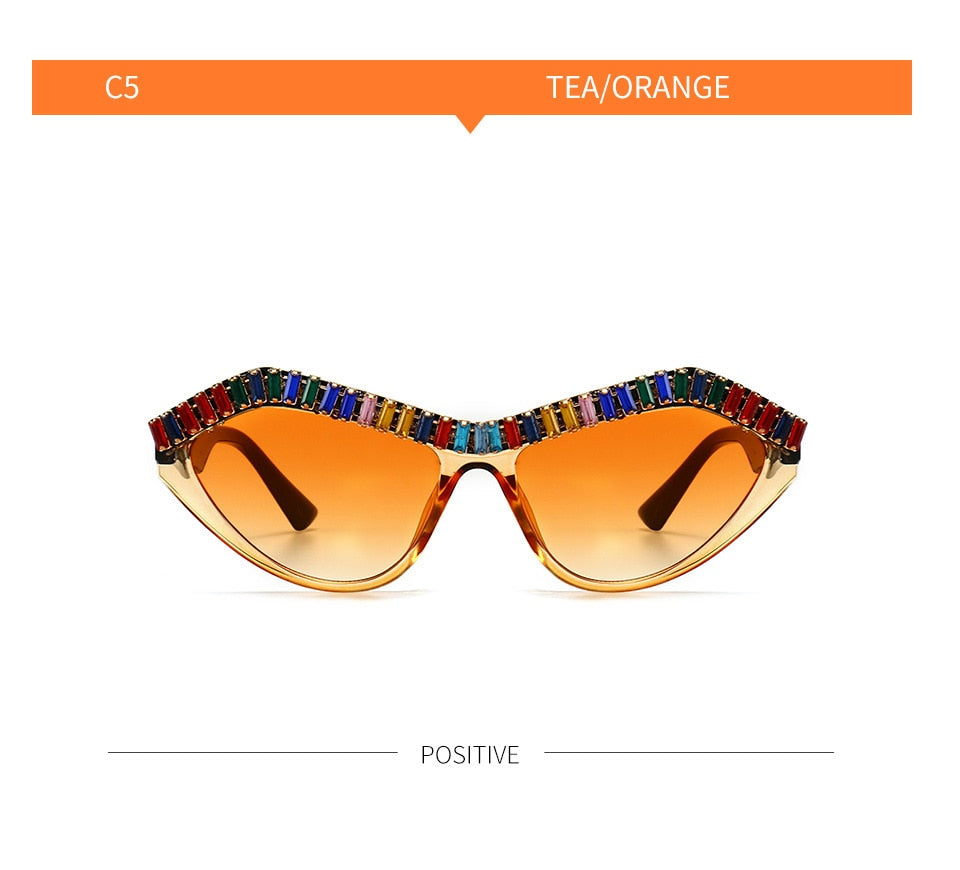 Women's Diamond Designer Rhinestone Bling Cat Eyes Sun Glasses - Women Sunglasses - DYAVOR®