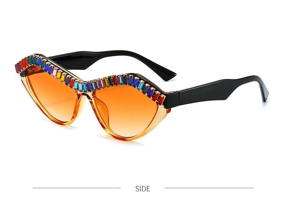 Women's Diamond Designer Rhinestone Bling Cat Eyes Sun Glasses - Women Sunglasses - DYAVOR®