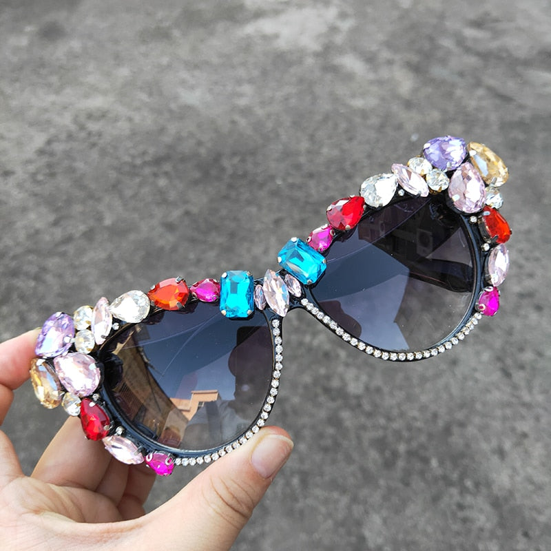 Women's Luxury Retro Glitter Crystal Shades Cat Eyes Sunglasses - Women Sunglasses - DYAVOR®