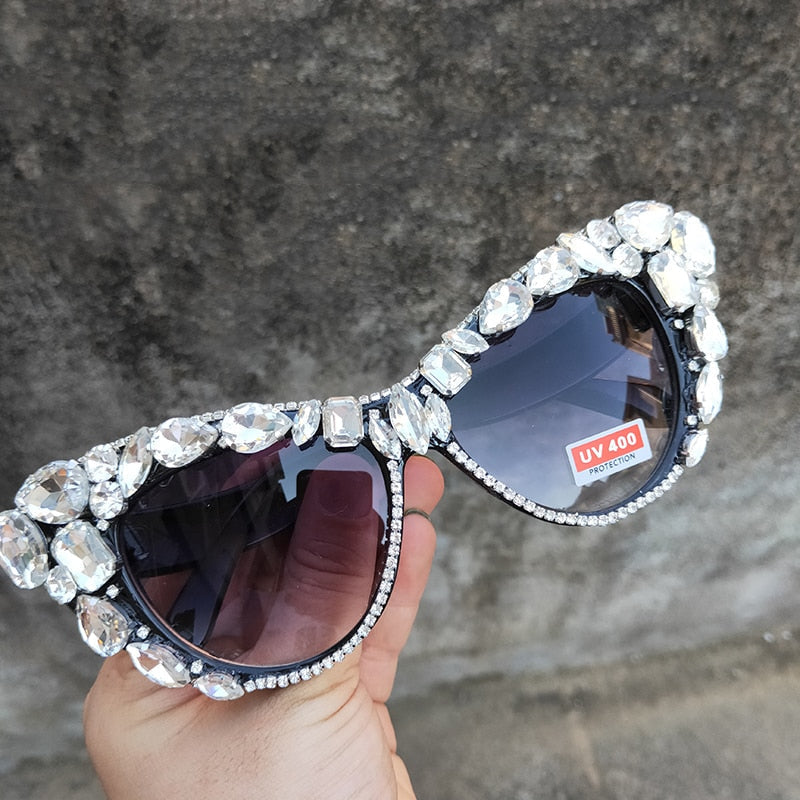 Women's Luxury Retro Glitter Crystal Shades Cat Eyes Sunglasses - Women Sunglasses - DYAVOR®