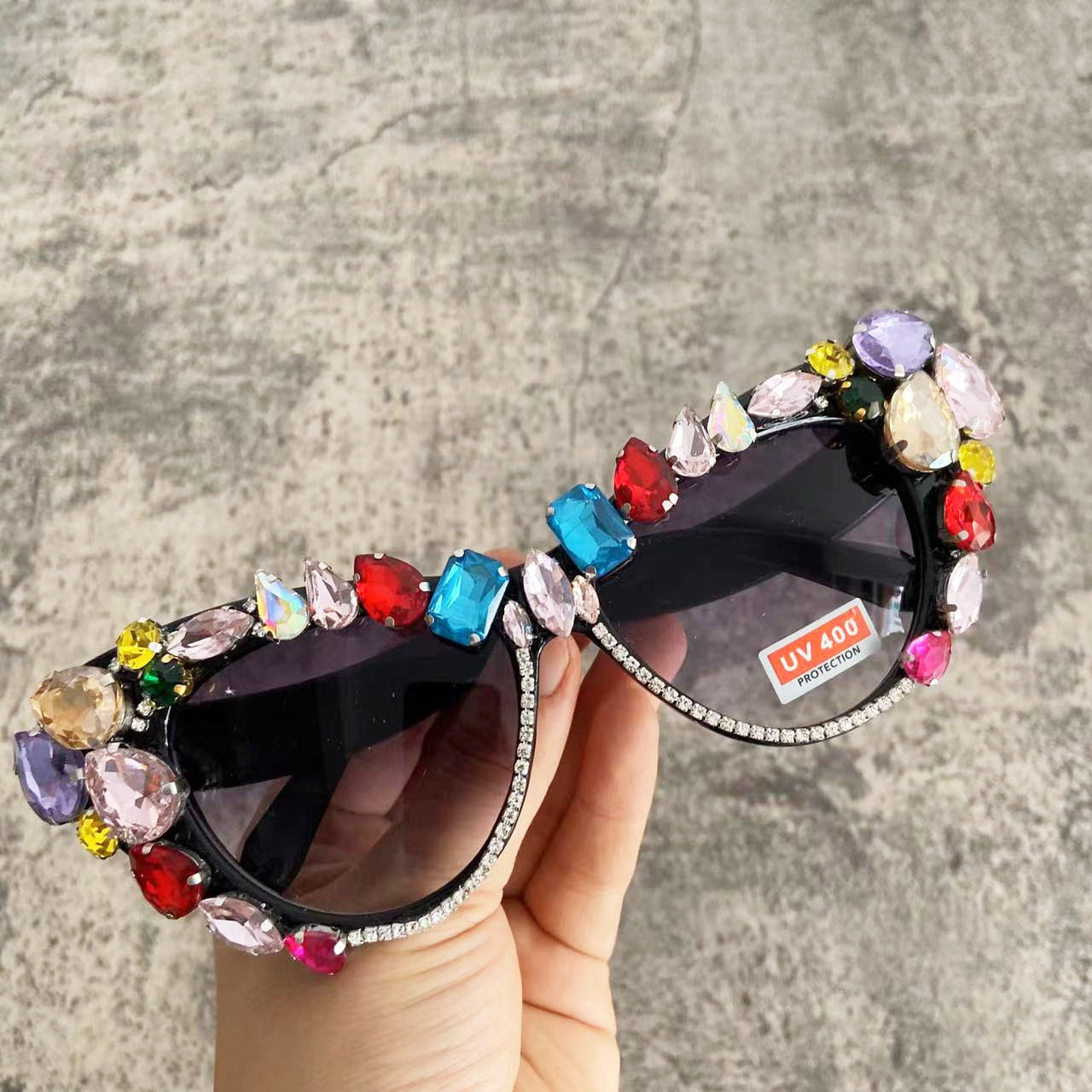 Women's Luxury Retro Glitter Crystal Shades Cat Eyes Sunglasses - Women Sunglasses - DYAVOR®
