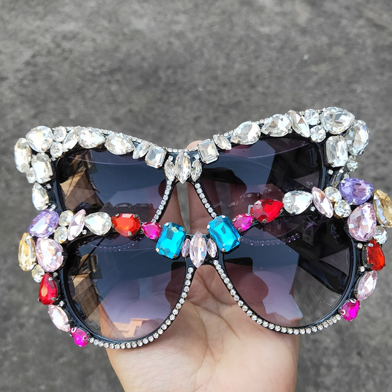 Women's Luxury Retro Glitter Crystal Shades Cat Eyes Sunglasses - Women Sunglasses - DYAVOR®