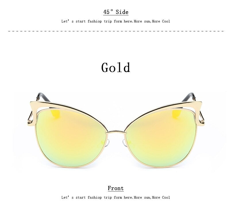 Cateye Flat Pantos Shape Rose Gold Metal Frame Unisex Sunglasses - Unisex Sunglasses - DYAVOR®