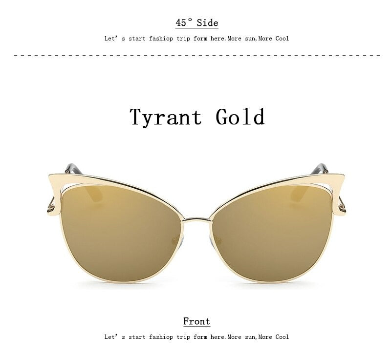 Cateye Flat Pantos Shape Rose Gold Metal Frame Unisex Sunglasses - Unisex Sunglasses - DYAVOR®