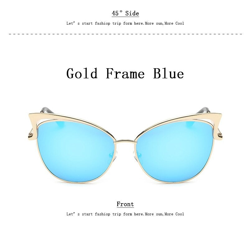 Cateye Flat Pantos Shape Rose Gold Metal Frame Unisex Sunglasses - Unisex Sunglasses - DYAVOR®