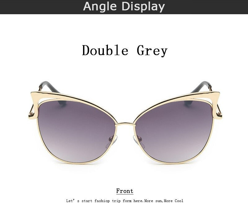 Cateye Flat Pantos Shape Rose Gold Metal Frame Unisex Sunglasses - Unisex Sunglasses - DYAVOR®