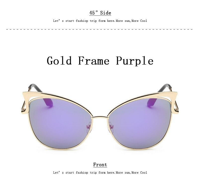 Cateye Flat Pantos Shape Rose Gold Metal Frame Unisex Sunglasses - Unisex Sunglasses - DYAVOR®