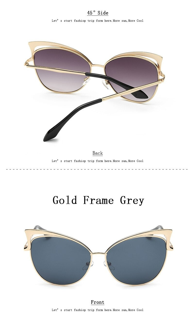 Cateye Flat Pantos Shape Rose Gold Metal Frame Unisex Sunglasses - Unisex Sunglasses - DYAVOR®