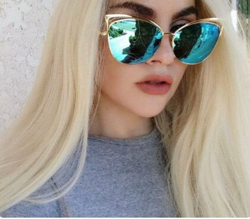 Cateye Flat Pantos Shape Rose Gold Metal Frame Unisex Sunglasses - Unisex Sunglasses - DYAVOR®