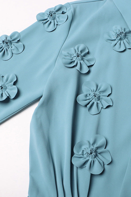 Chic Lapel Collar Buttoned Long Sleeve Pleated Rosette Blazer Romper - Rompers - DYAVOR®