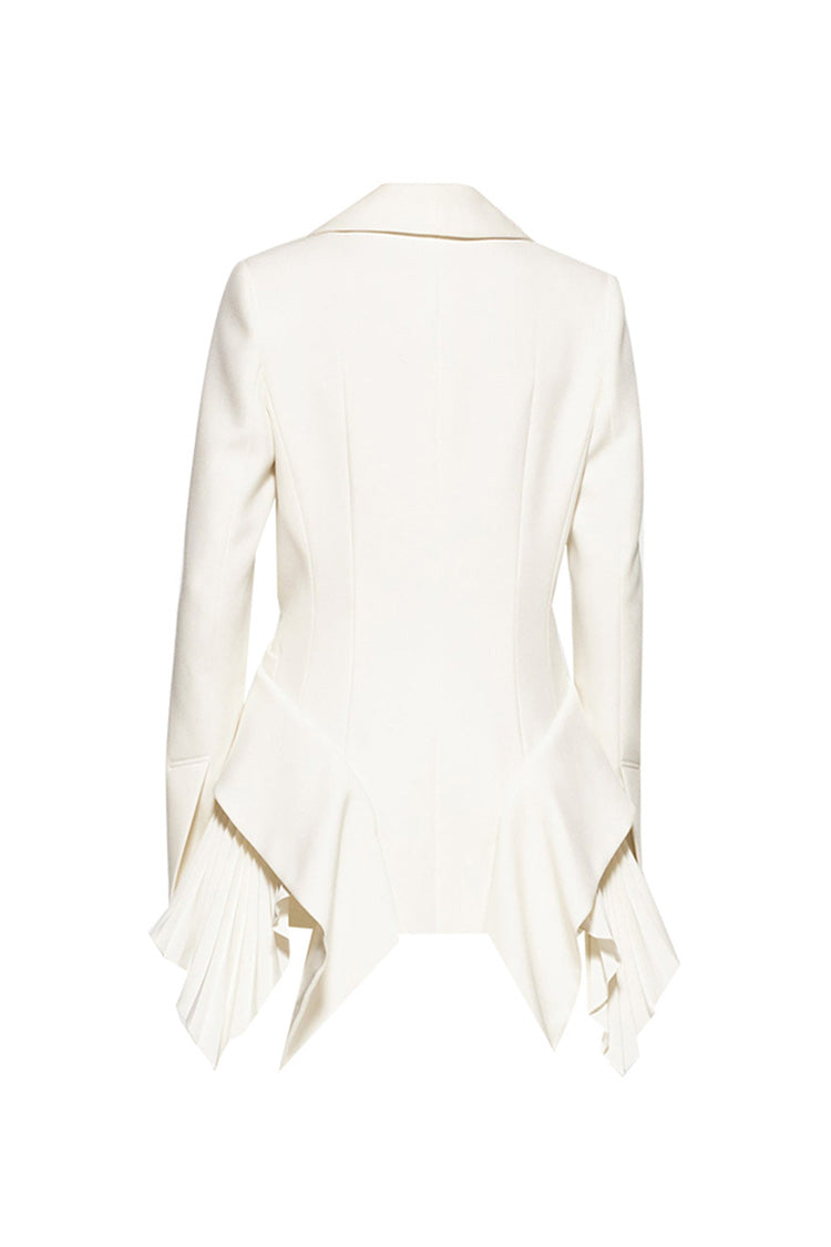 Classy Shawl Collar Long Sleeve Cinched Waist Pleated Ruffle Blazer - Blazers - DYAVOR®
