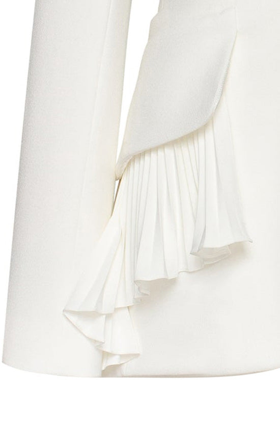 Classy Shawl Collar Long Sleeve Cinched Waist Pleated Ruffle Blazer - Blazers - DYAVOR®