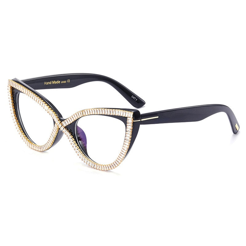 Women's Diamond Anti Blue Light Spectacle Crystal Cat Eyes Sunglasses - Women Sunglasses - DYAVOR®