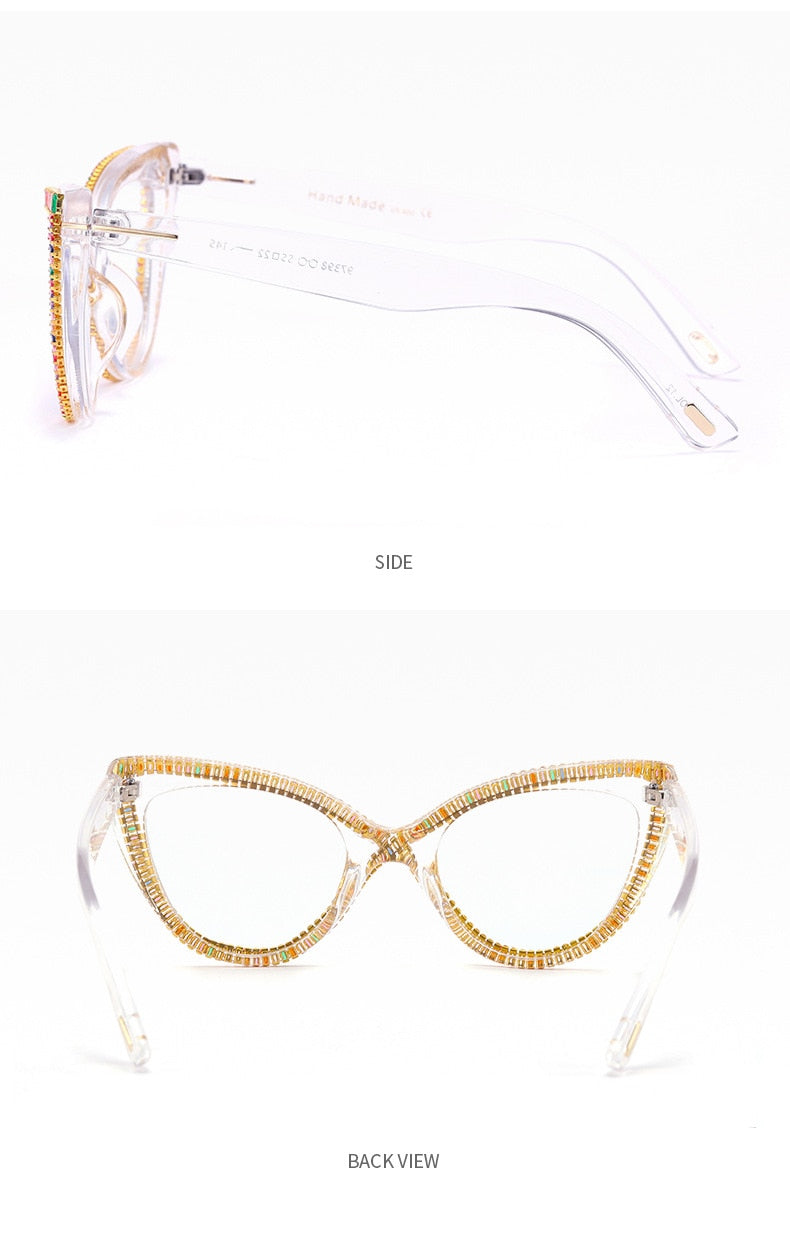 Women's Diamond Anti Blue Light Spectacle Crystal Cat Eyes Sunglasses - Women Sunglasses - DYAVOR®
