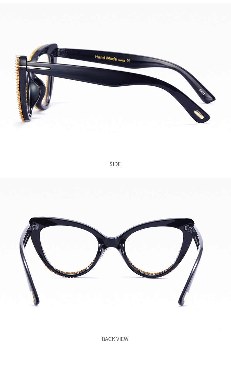Women's Diamond Anti Blue Light Spectacle Crystal Cat Eyes Sunglasses - Women Sunglasses - DYAVOR®