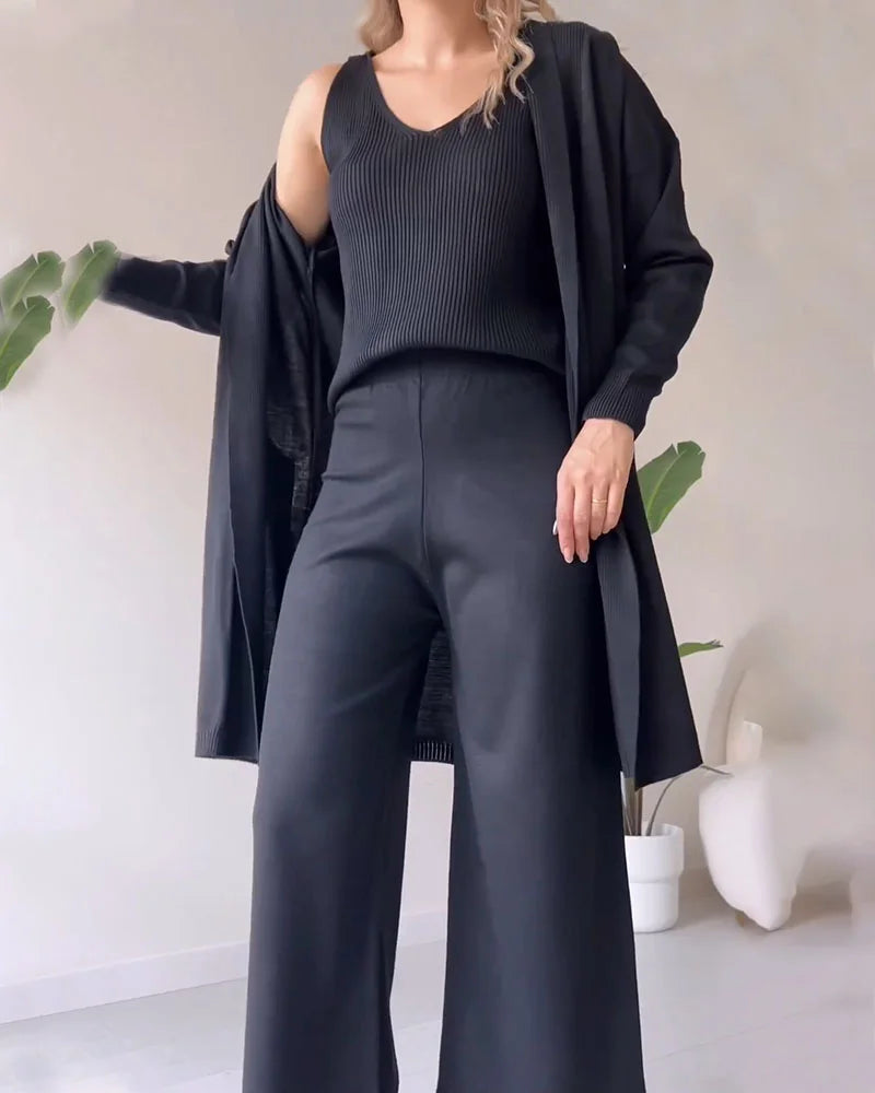 Erica - Elegant 3-Piece Knitted Pants Set for Women