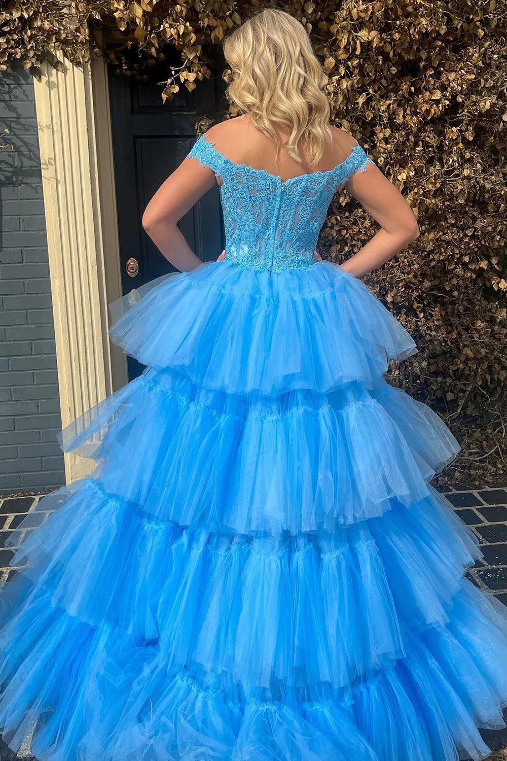 Bette | Blue High Low Homecoming Prom Dress with Lace - Prom Dress - DYAVOR®