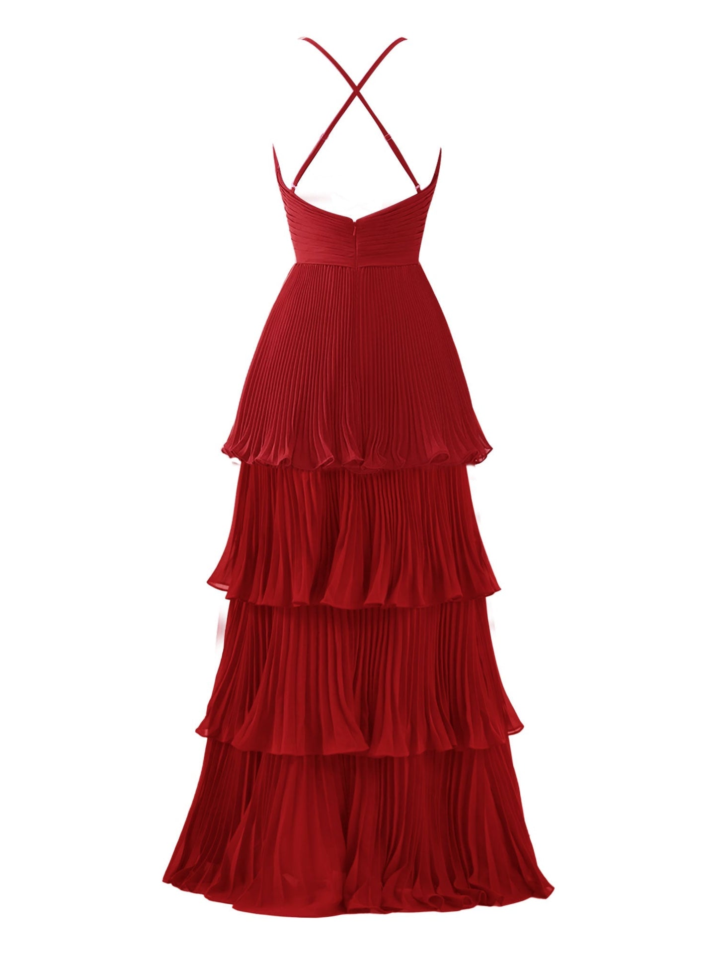 Dark Green A-Line Tiered Floor Length Chiffon Bridesmaid Dress - Prom Dress - DYAVOR®