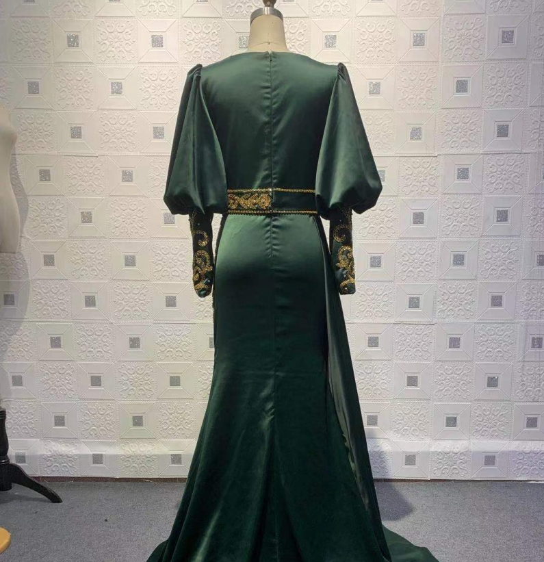 Dark Green Long Evening Dresses | Prom dresses with sleeves - Prom Dresses - DYAVOR®