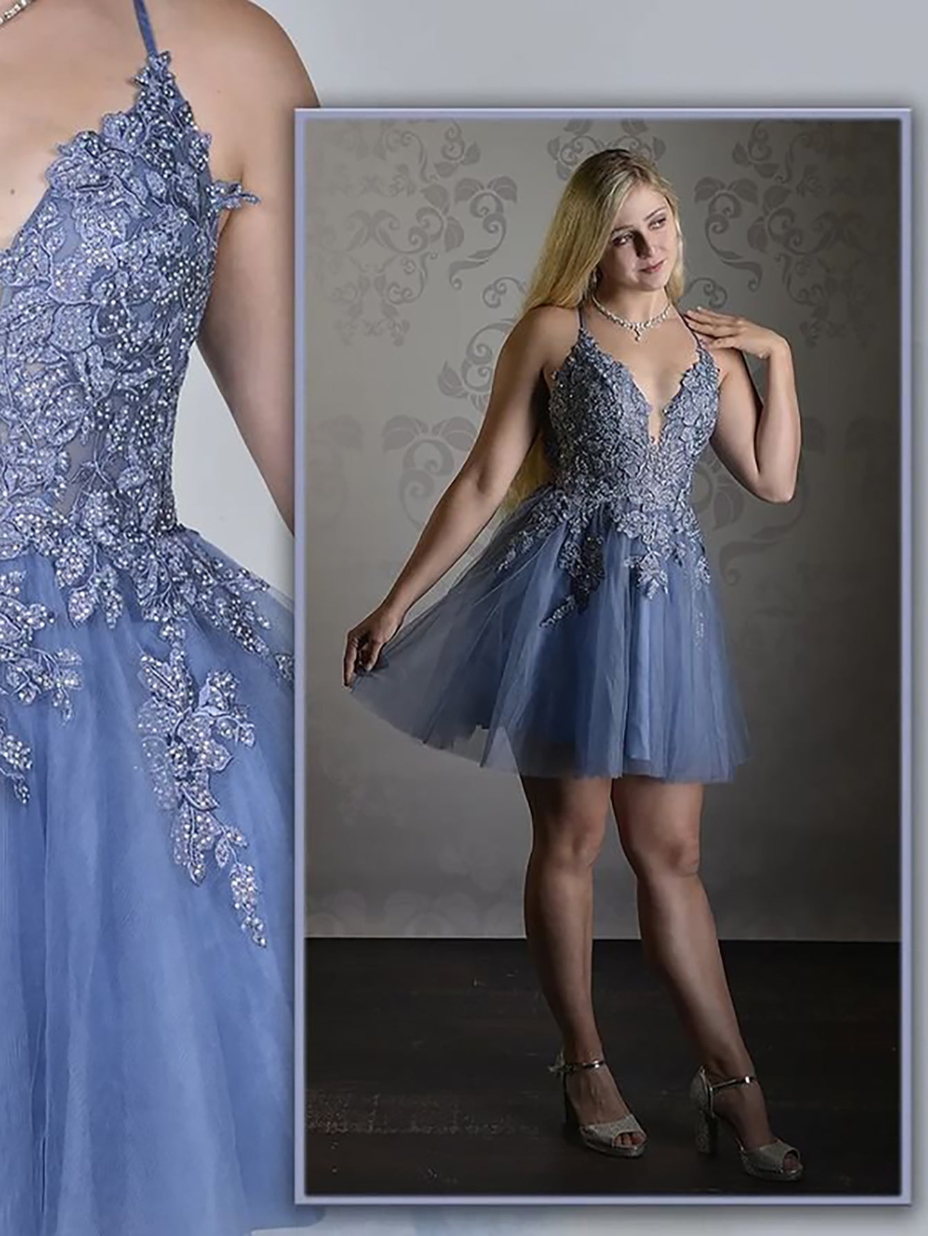 Anya | A Line Applique BlushTulle Short Homecoming Dress - Homecoming Dress - DYAVOR®