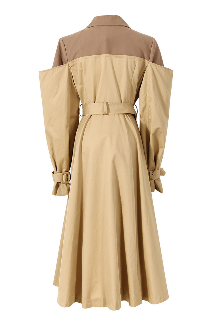 Deconstructed Hybrid Lapel Double Breasted Cinch Waist Belted Trench Coat - Coats - DYAVOR®