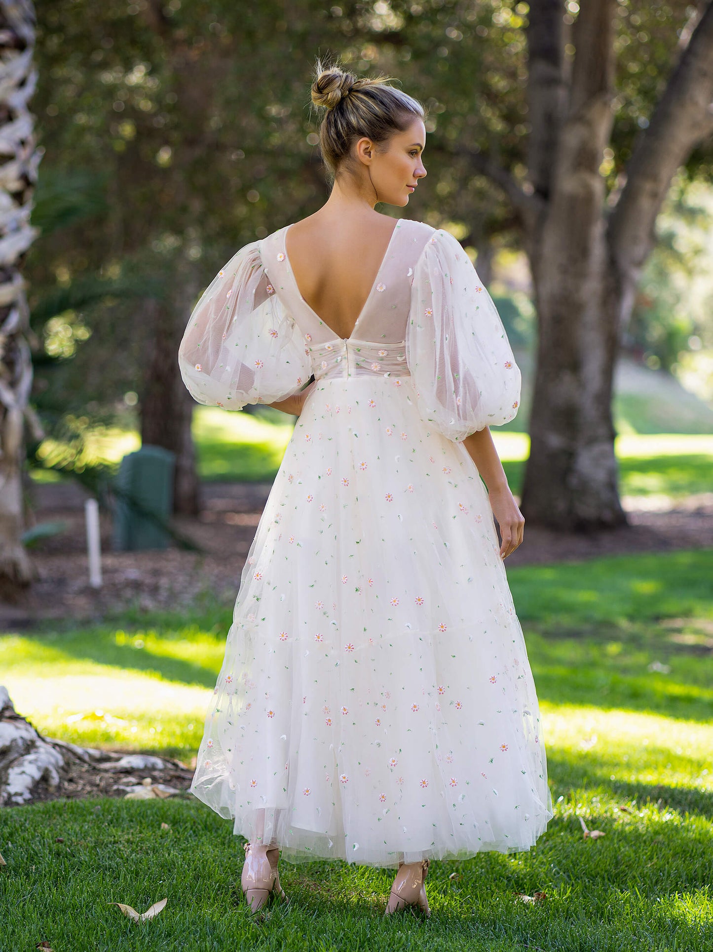 Deep V Starlit Cloud Ruffle Cuffs Maxi Length Dress - Prom Dresses - DYAVOR®