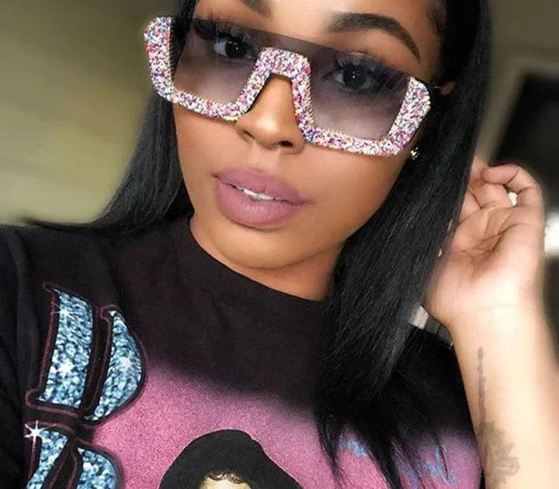 Women's Eyewear Haft Frame Vintage Classic Crystal Party Bling Sunglasses - Women Sunglasses - DYAVOR®