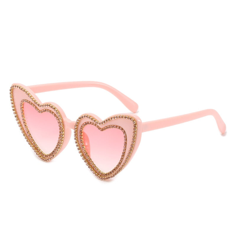 Women's Designer Heart Bling Crystal Diamond Luxury Eyewear Sunglasses - Women Sunglasses - DYAVOR®