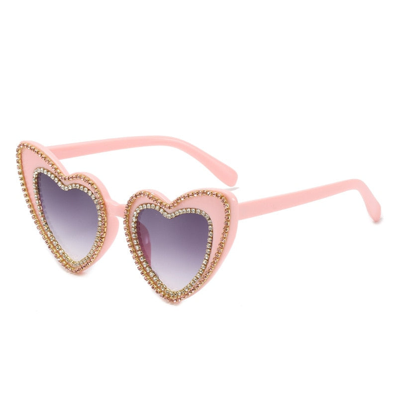 Women's Designer Heart Bling Crystal Diamond Luxury Eyewear Sunglasses - Women Sunglasses - DYAVOR®