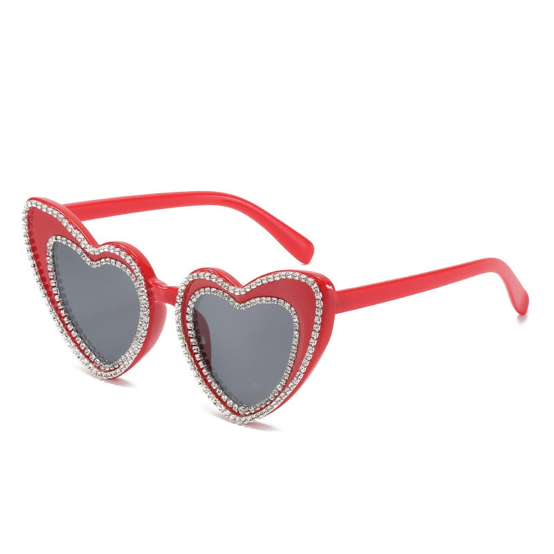 Women's Designer Heart Bling Crystal Diamond Luxury Eyewear Sunglasses - Women Sunglasses - DYAVOR®