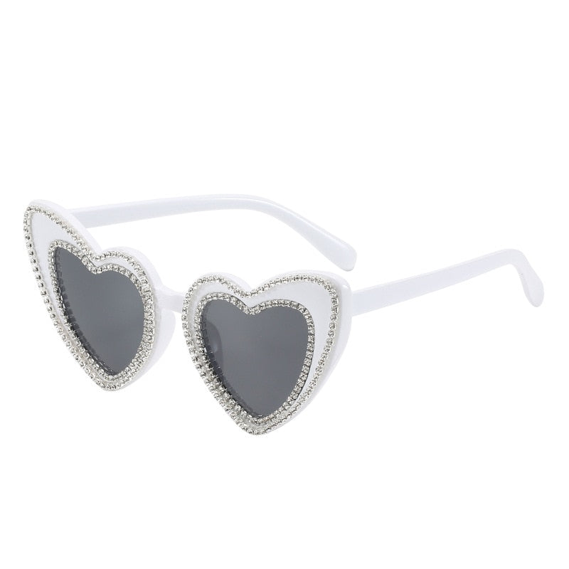 Women's Designer Heart Bling Crystal Diamond Luxury Eyewear Sunglasses - Women Sunglasses - DYAVOR®