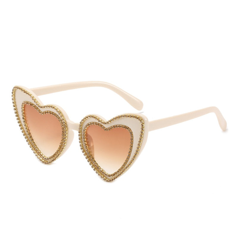 Women's Designer Heart Bling Crystal Diamond Luxury Eyewear Sunglasses - Women Sunglasses - DYAVOR®