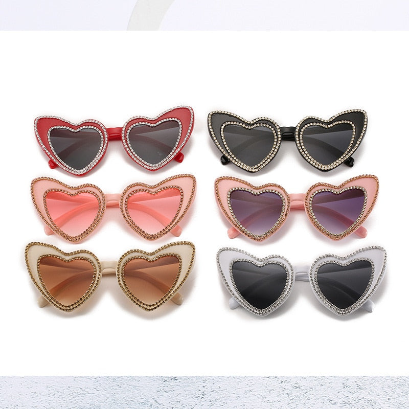 Women's Designer Heart Bling Crystal Diamond Luxury Eyewear Sunglasses - Women Sunglasses - DYAVOR®