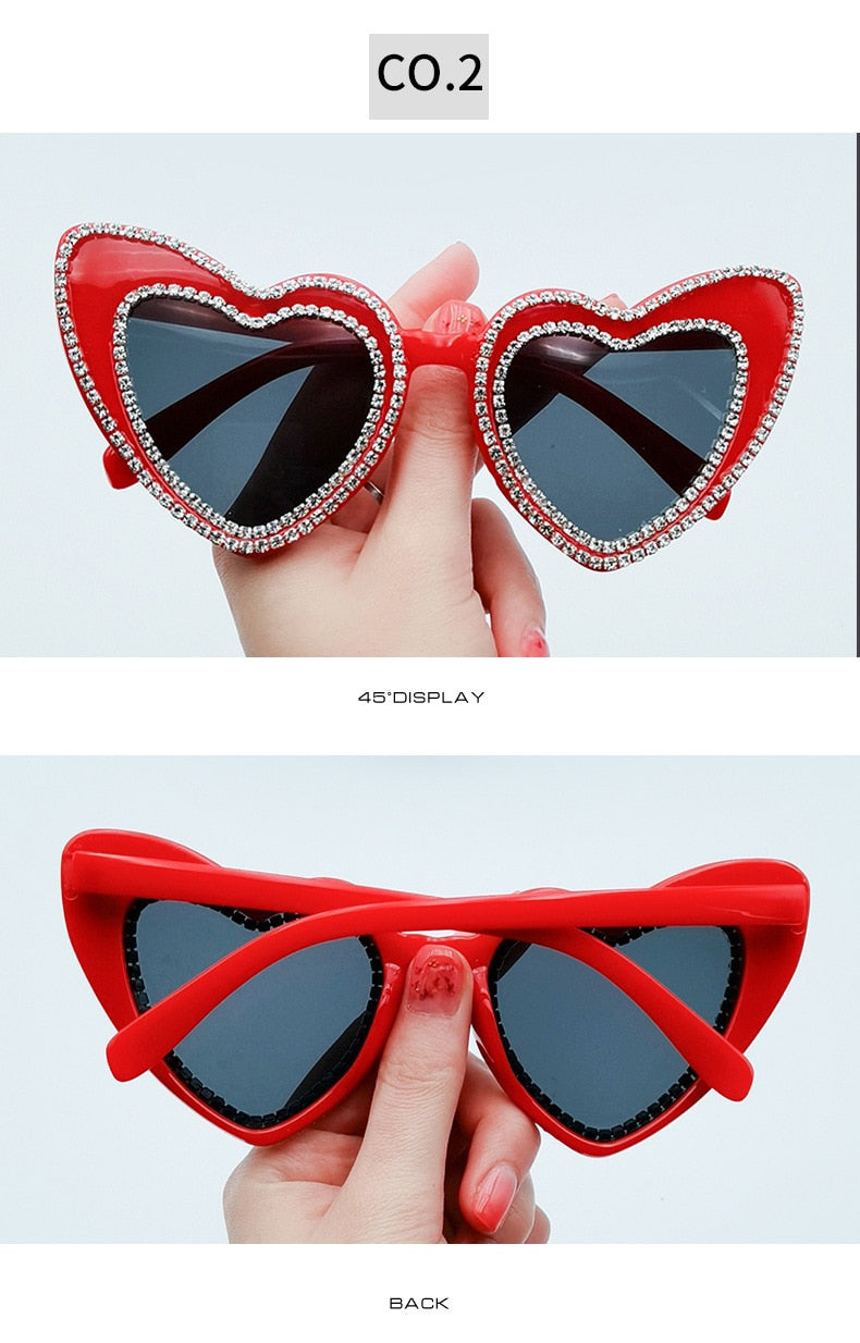 Women's Designer Heart Bling Crystal Diamond Luxury Eyewear Sunglasses - Women Sunglasses - DYAVOR®