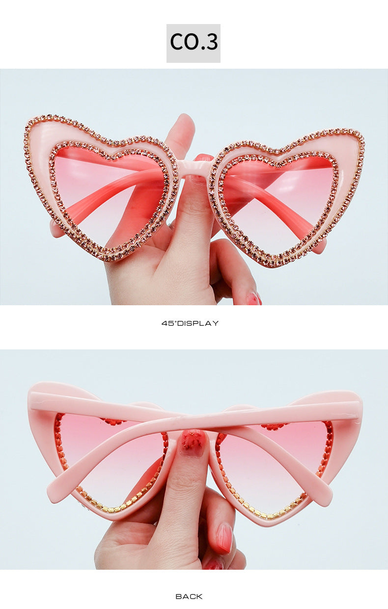 Women's Designer Heart Bling Crystal Diamond Luxury Eyewear Sunglasses - Women Sunglasses - DYAVOR®