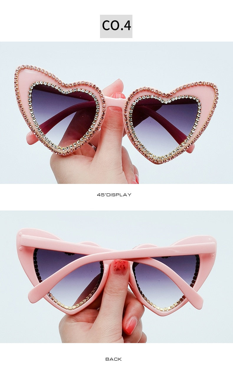 Women's Designer Heart Bling Crystal Diamond Luxury Eyewear Sunglasses - Women Sunglasses - DYAVOR®