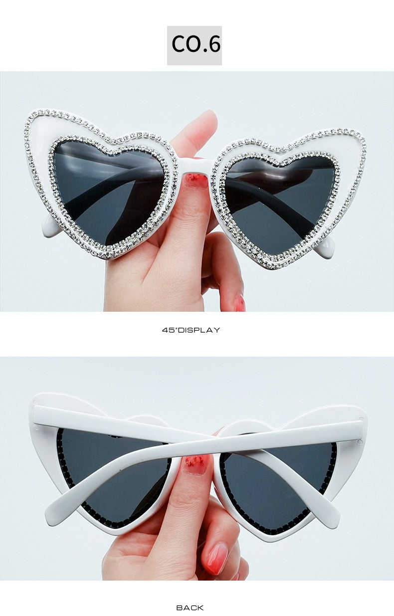 Women's Designer Heart Bling Crystal Diamond Luxury Eyewear Sunglasses - Women Sunglasses - DYAVOR®