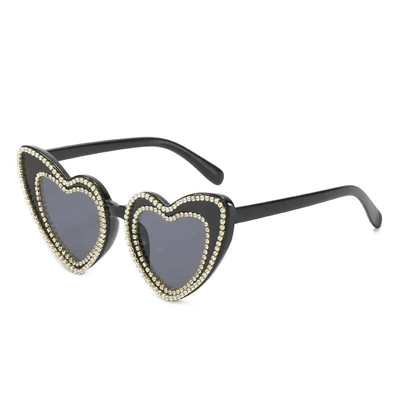 Women's Designer Heart Bling Crystal Diamond Luxury Eyewear Sunglasses - Women Sunglasses - DYAVOR®