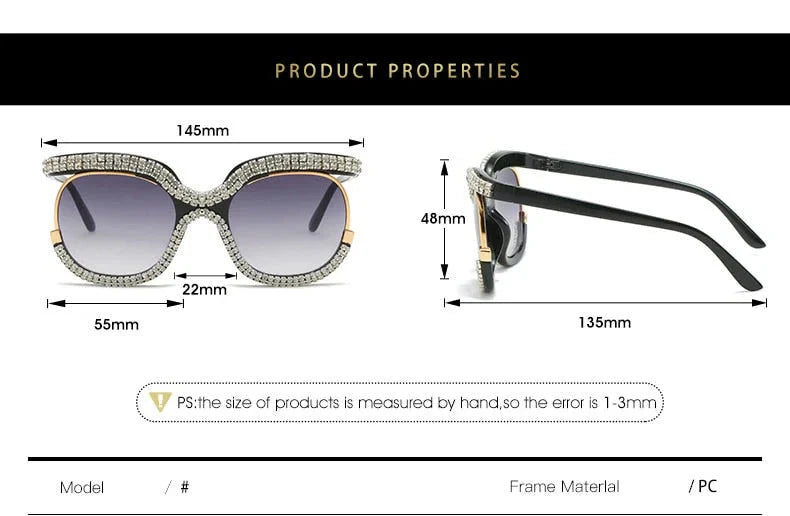 Women's Luxury Crystal Diamond Oversized Round Eyewear Sunglasses - Women Sunglasses - DYAVOR®